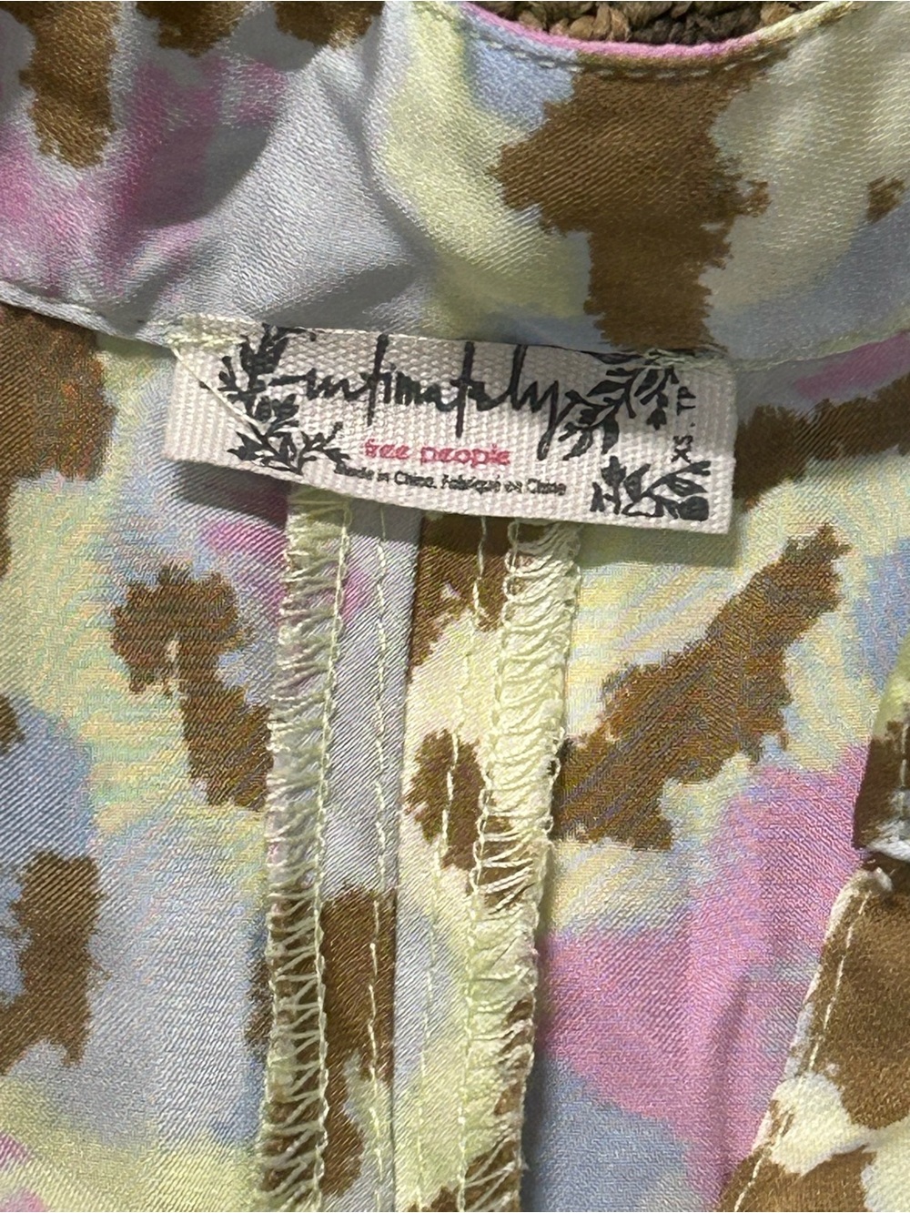 Free People Pastel Animal Print Shirt in Blue, Pink, Yellow & Brown - Picture 3 of 7
